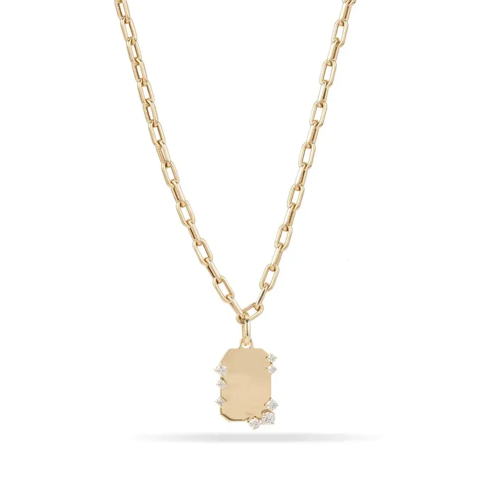 Adina Reyter Charm Necklaces Diamond Dog Tag Charm