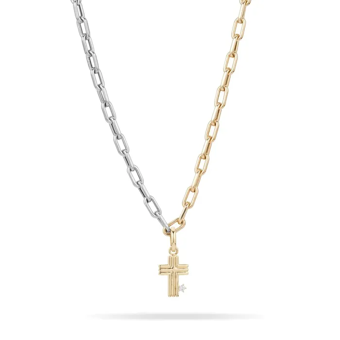Adina Reyter Charm Necklaces Groovy Cross Hinged Charm