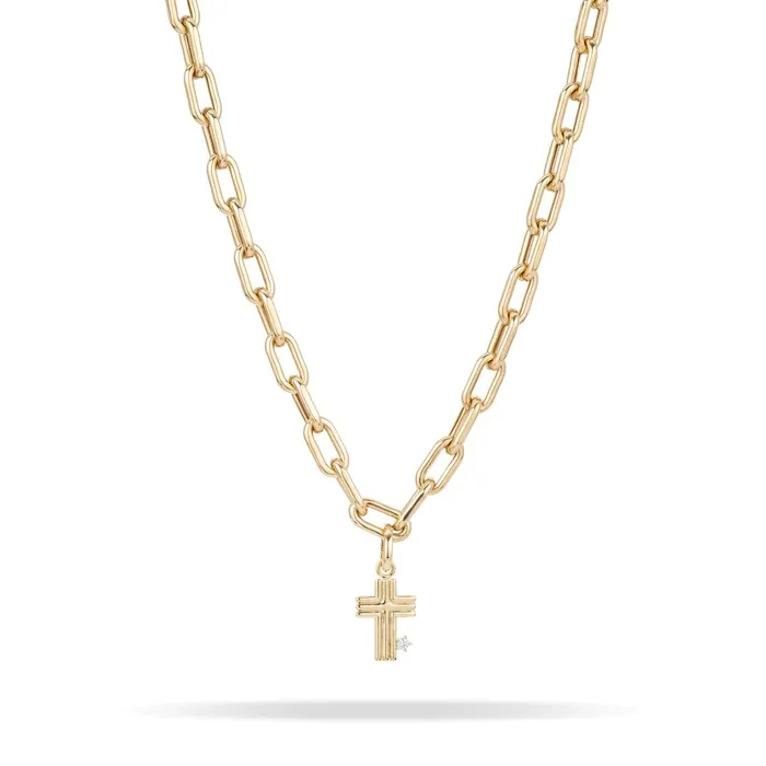 Adina Reyter Charm Necklaces Groovy Cross Hinged Charm