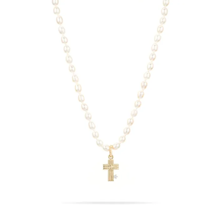 Adina Reyter Charm Necklaces Groovy Cross Hinged Charm