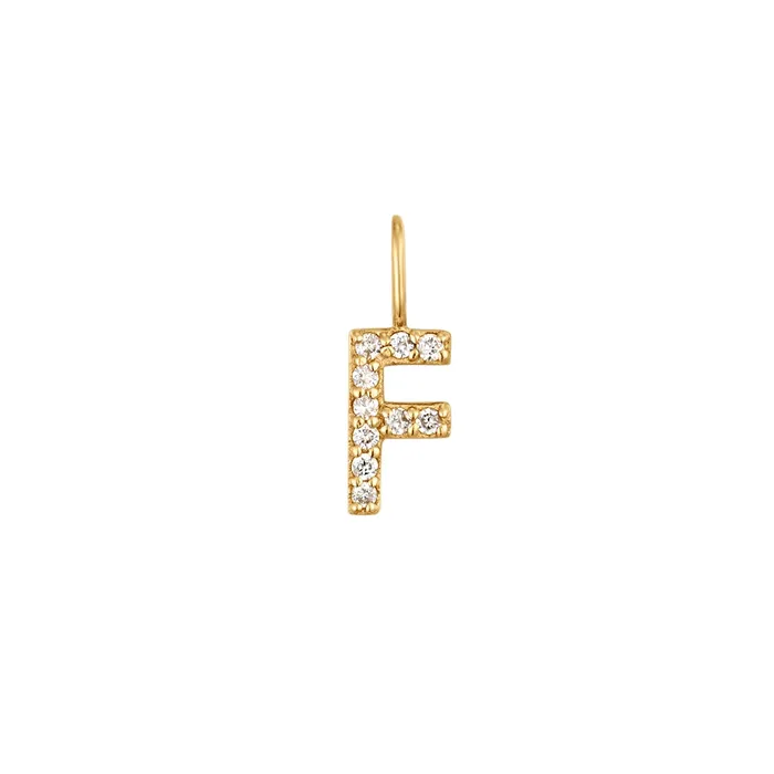AURELIE GI Charm Necklaces F Diamond Initial Charm