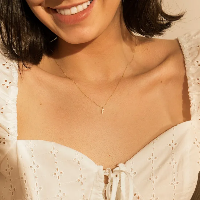 AURELIE GI Charm Necklaces F Diamond Initial Charm