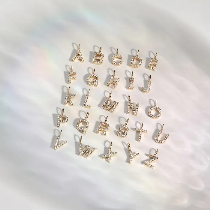 AURELIE GI Charm Necklaces F Diamond Initial Charm