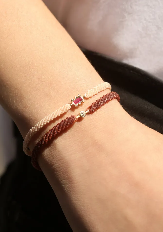 Bracelets Scosha Ruby Mosaic Charm Macrame Bracelet