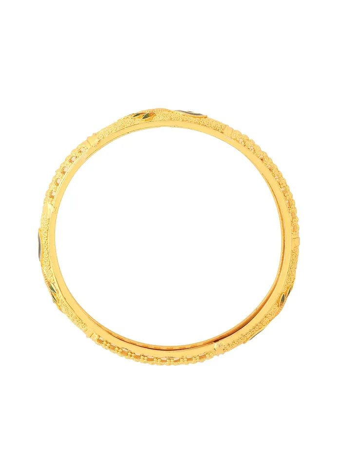 Bracelets Yellow Chimes Yellow Chimes Bangles for Women Gold Toned Peacock Designed Meenakari Touch Set of 3 Pcs Traditional Bangles for Women and Girls