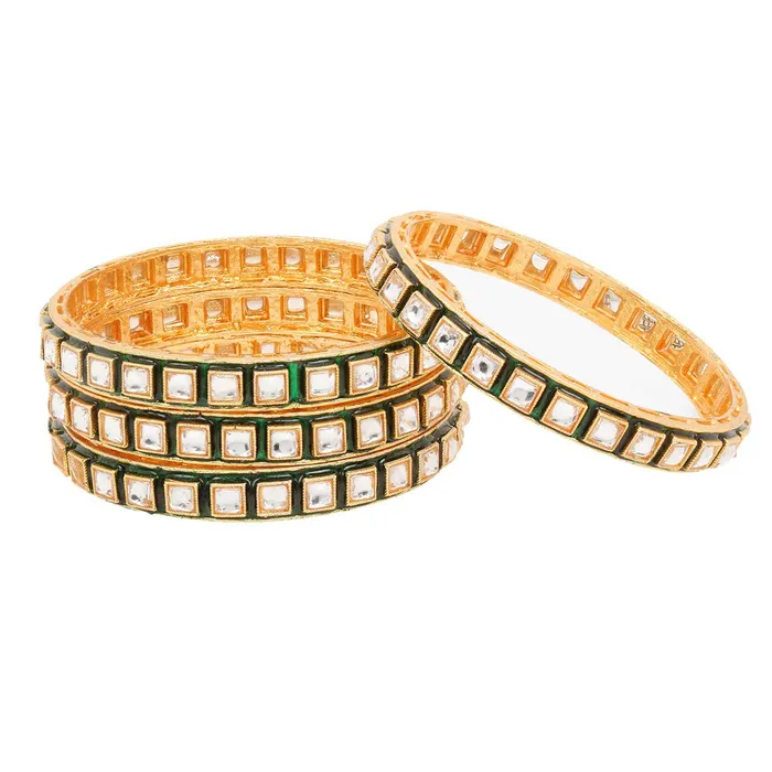 Bracelets Yellow Chimes Yellow Chimes Classic Design White Kundan Studded 4 PCs Traditional Gold Plated Bangles Set for Women and Girls 28 Bracelets Yellow Chimes Yellow Chimes Classic Design White Kundan Studded 4 PCs Traditional Gold Plated Bangles Set for Women and Girls 28