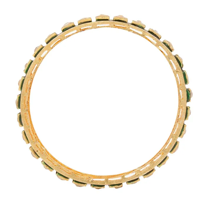 Bracelets Yellow Chimes Yellow Chimes Classic Design White Kundan Studded 4 PCs Traditional Gold Plated Bangles Set for Women and Girls 28