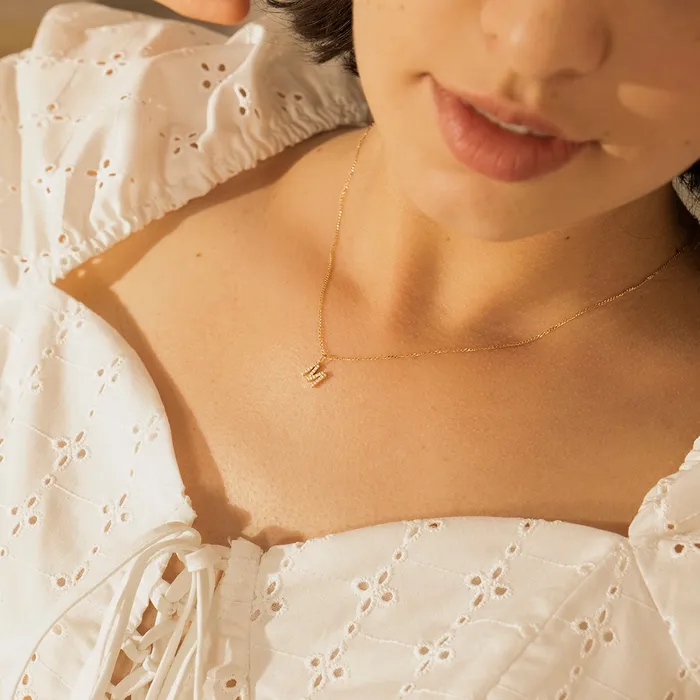 Charm Necklaces M Diamond Initial Charm AURELIE GI