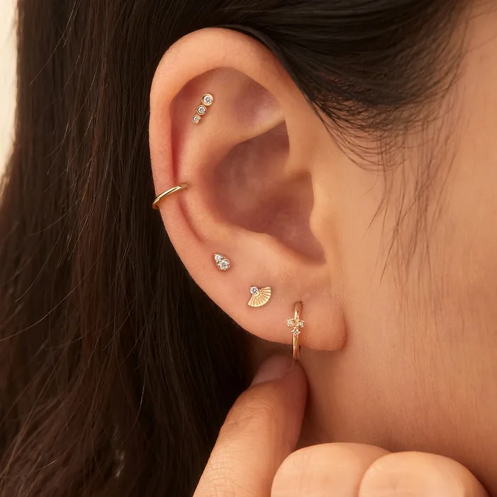 Earrings AURELIE GI ROSA Diamond Pave Teardrop Threadless Flatback Earring