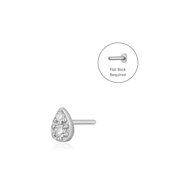 Earrings AURELIE GI ROSA Diamond Pave Teardrop Threadless Flatback Earring