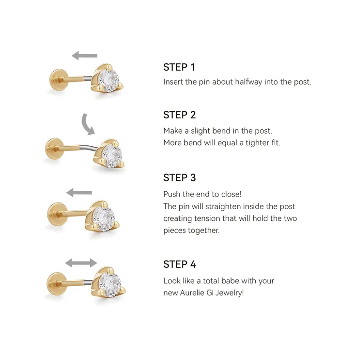 Earrings AURELIE GI ROSA Diamond Pave Teardrop Threadless Flatback Earring