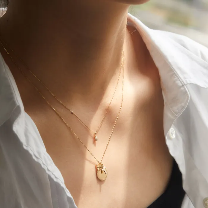 FAITH Engravable Round Disk Charm AURELIE GI Charm Necklaces