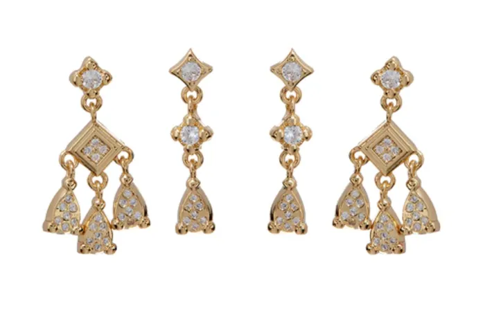 LUV AJ Bezel Charm Studs Set Charm Necklaces