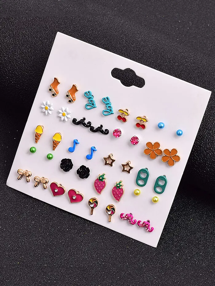 Melbees by Yellow Chimes Bracelets Melbees by Yellow Chimes Stud Earrings for Girls Set of 20 Pairs of Cute Shapes Combo Studs Earrings For Kids And Girls