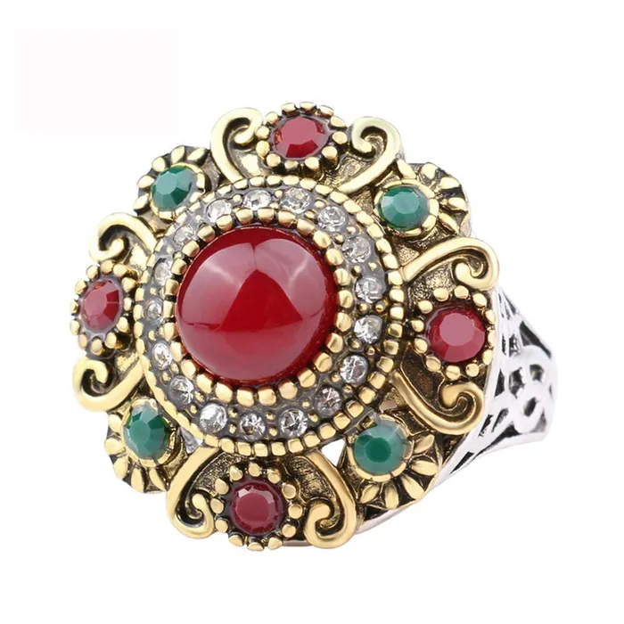 Rings Yellow Chimes Rings for Women Classic Design Vintage Bohemian Multicolor Studded Stones Antique Rings for Women and Girls Size US 8 Yellow Chimes