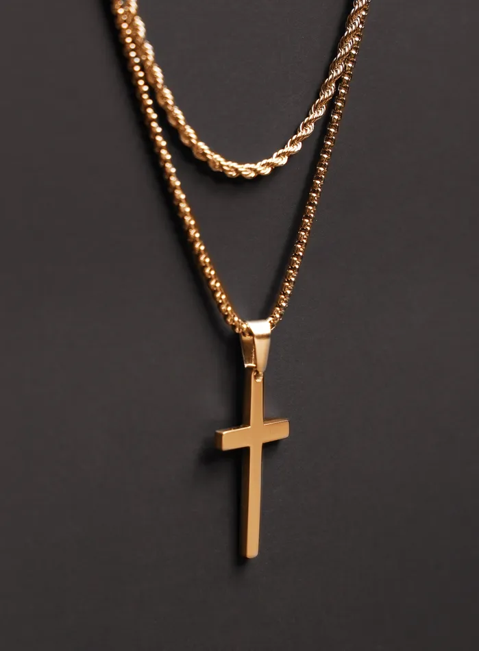 WE ARE ALL SMITH Mens Jewelry Clothing Necklaces Necklace Set Gold Rope Chain and Large Gold Cross WE ARE ALL SMITH Mens Jewelry Clothing Necklaces Necklace Set Gold Rope Chain and Large Gold Cross