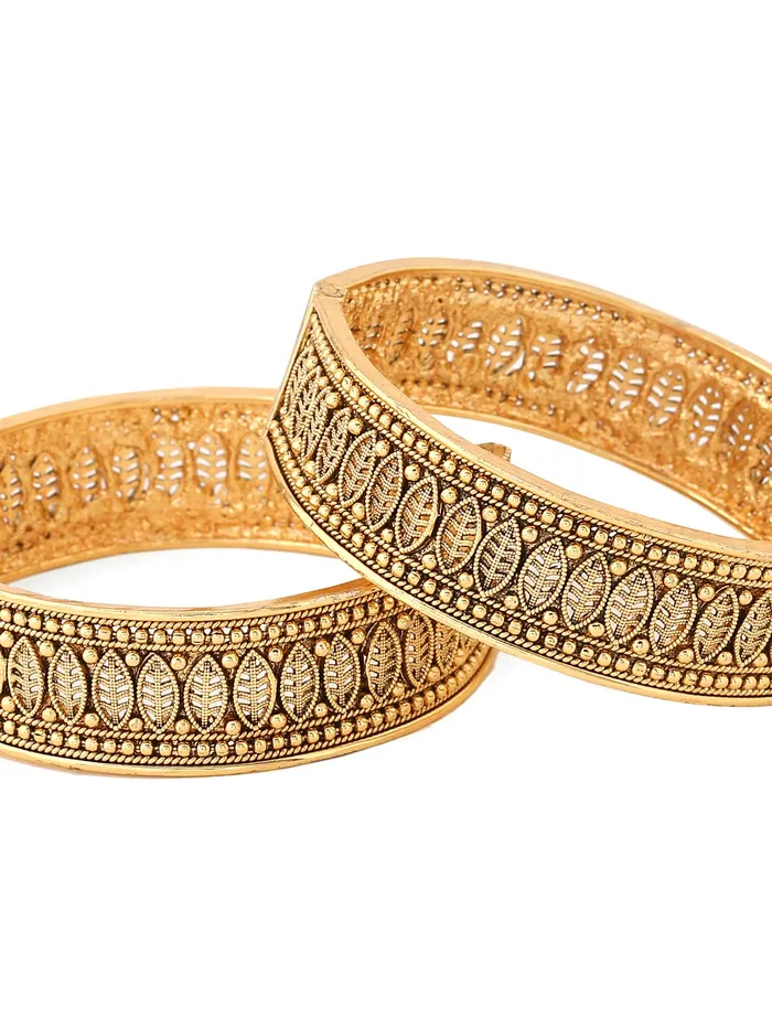 Yellow Chimes Bracelets Yellow Chimes Bangles for Women Gold Toned Kundan and Red Pearl Studded Floral Designed Bangles for Women and Girls