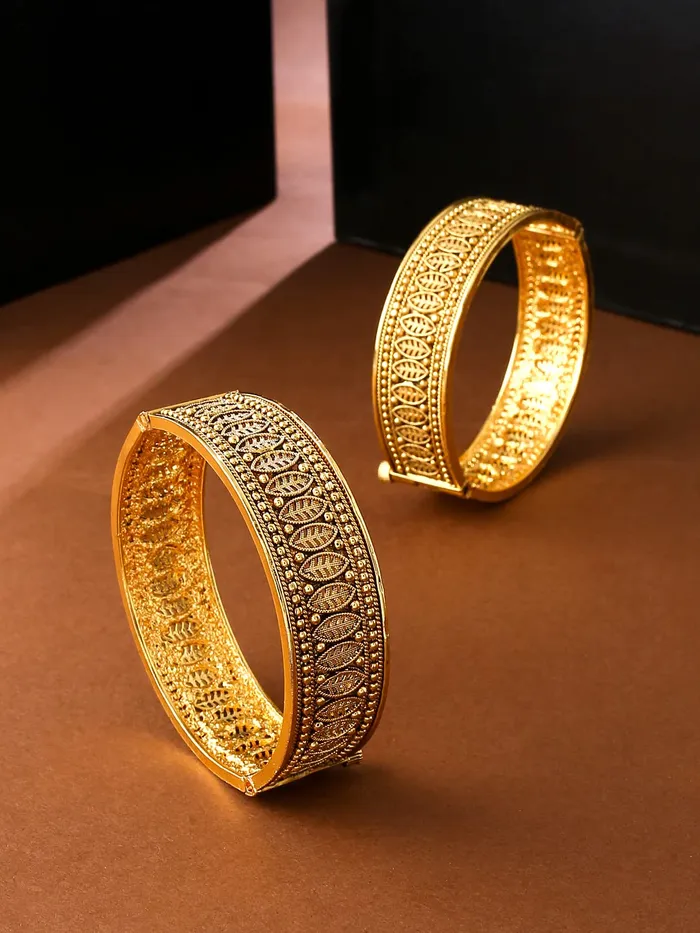 Yellow Chimes Bracelets Yellow Chimes Bangles for Women Gold Toned Kundan and Red Pearl Studded Floral Designed Bangles for Women and Girls