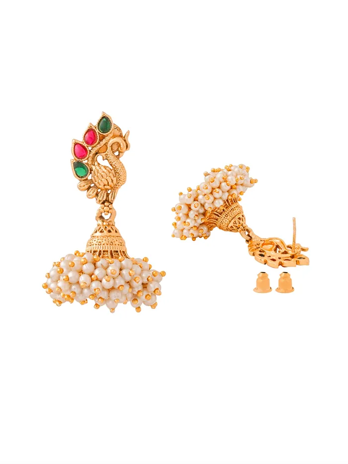 Yellow Chimes Earrings Pearl Jhumka Earrings Traditional Golden Jhumki with Lightweight Comfort Gold Plated 47cm