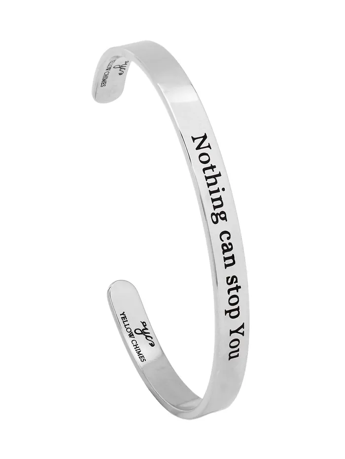 Yellow Chimes Kada Bracelet for Women Nothing Can Stop You Unisex Inspirational Gifts Message Engraved Karma Band Bracelet Bangle Stainless Steel for Women and Men Yellow Chimes Earrings
