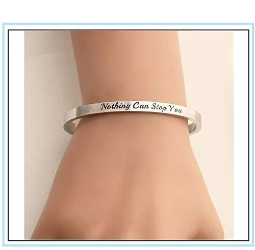 Yellow Chimes Kada Bracelet for Women Nothing Can Stop You Unisex Inspirational Gifts Message Engraved Karma Band Bracelet Bangle Stainless Steel for Women and Men Yellow Chimes Earrings