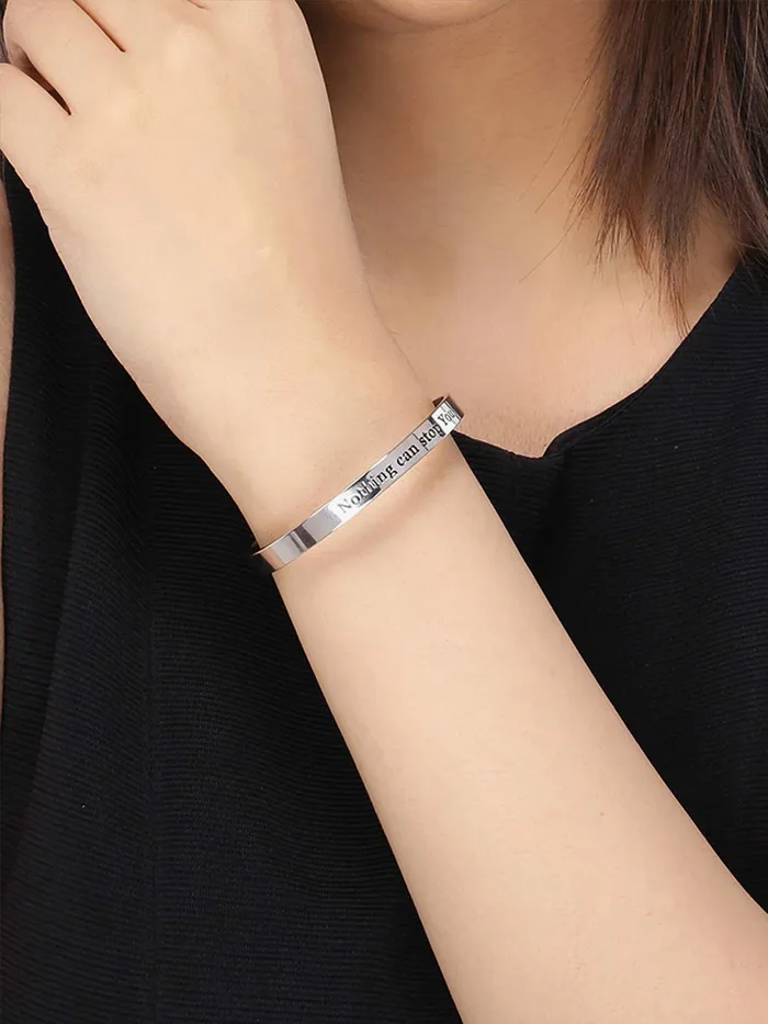 Yellow Chimes Kada Bracelet for Women Nothing Can Stop You Unisex Inspirational Gifts Message Engraved Karma Band Bracelet Bangle Stainless Steel for Women and Men Yellow Chimes Earrings