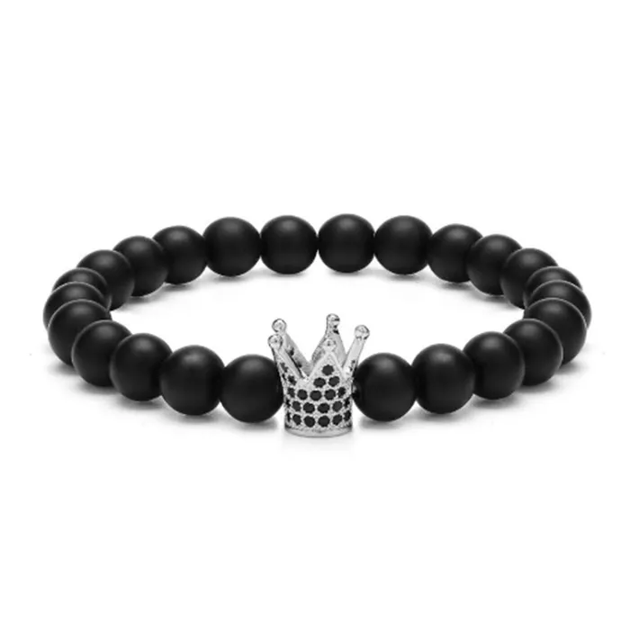 Yellow Chimes Yellow Chimes King Crown Natural Matte Black Volcanic Lava Stone Beads Stretchable Charm Bracelet for Men and Boys Bracelets Yellow Chimes Yellow Chimes King Crown Natural Matte Black Volcanic Lava Stone Beads Stretchable Charm Bracelet for Men and Boys Bracelets
